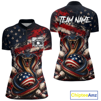 Polo shirt with snake design and American flag colors, featuring 'Team Name' text on the back.