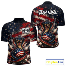 Load image into Gallery viewer, Shirt with American flag design and cobra graphic, featuring 'Chiptee Amz' branding.