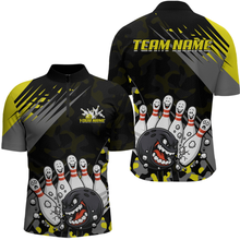 Load image into Gallery viewer, Custom Yellow Funny Bowling Shirt Crazy Bowling Jersey Men Polo &amp; 1/4 Zip Bowling Outfit QZT785