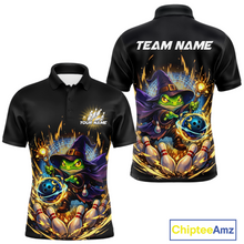 Load image into Gallery viewer, Personalized Frog Wizard Bowling Shirt for Men Flame Bowling Jersey League Polo &amp; Quarter-Zip QZT890