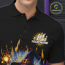 Load image into Gallery viewer, Personalized Frog Wizard Bowling Shirt for Men Flame Bowling Jersey League Polo &amp; Quarter-Zip QZT890