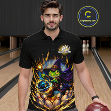 Load image into Gallery viewer, Personalized Frog Wizard Bowling Shirt for Men Flame Bowling Jersey League Polo &amp; Quarter-Zip QZT890