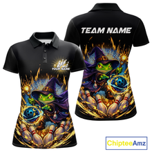 Load image into Gallery viewer, Personalized Frog Wizard Bowling Shirt for Women Flame Bowling Jersey League Polo &amp; Quarter-Zip QZT890