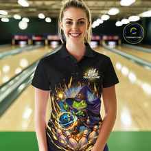 Load image into Gallery viewer, Personalized Frog Wizard Bowling Shirt for Women Flame Bowling Jersey League Polo &amp; Quarter-Zip QZT890