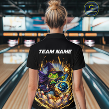 Load image into Gallery viewer, Personalized Frog Wizard Bowling Shirt for Women Flame Bowling Jersey League Polo &amp; Quarter-Zip QZT890