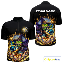 Load image into Gallery viewer, Personalized Frog Wizard Bowling Shirt for Men Flame Bowling Jersey League Polo &amp; Quarter-Zip QZT890