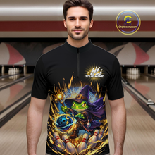 Load image into Gallery viewer, Personalized Frog Wizard Bowling Shirt for Men Flame Bowling Jersey League Polo &amp; Quarter-Zip QZT890