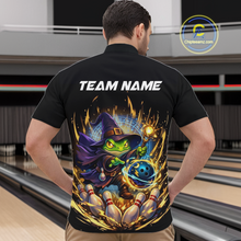 Load image into Gallery viewer, Personalized Frog Wizard Bowling Shirt for Men Flame Bowling Jersey League Polo &amp; Quarter-Zip QZT890