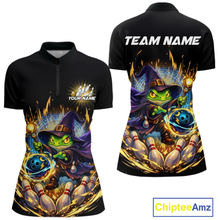 Load image into Gallery viewer, Personalized Frog Wizard Bowling Shirt for Women Flame Bowling Jersey League Polo &amp; Quarter-Zip QZT890