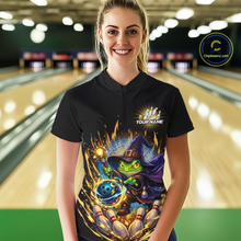Load image into Gallery viewer, Personalized Frog Wizard Bowling Shirt for Women Flame Bowling Jersey League Polo &amp; Quarter-Zip QZT890