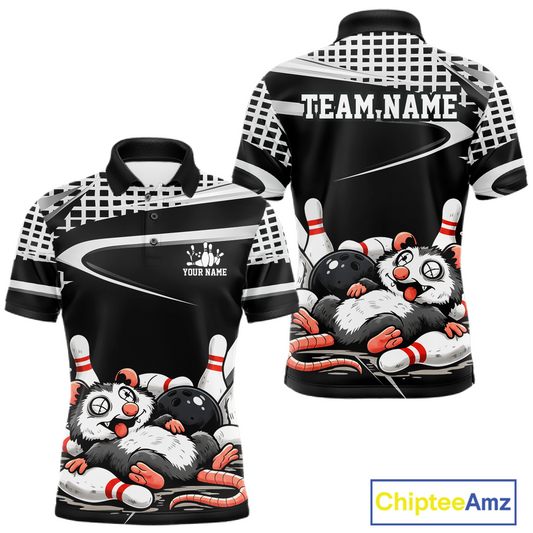 Personalized Funny Opossum Bowling Shirt Bowling Jersey for Men Bowling Polo & Quarter-Zip QZT847
