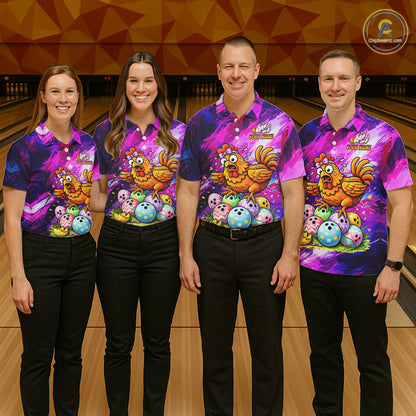 Custom Funny Chicken Bowling Team Shirt for Women Easter Bowling League Jersey Polo & 1/4-Zip QZT939