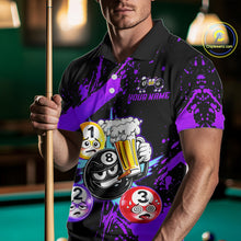 Load image into Gallery viewer, Custom Purple Funny 8 Ball Pool Billiard Team Shirts for Men Billiard League Jersey Polo &amp;1/4 Zip BHT2