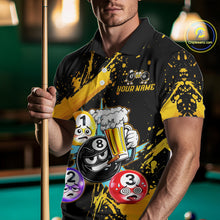 Load image into Gallery viewer, Custom Yellow Funny 8 Ball Pool Billiard Team Shirts for Men Billiard League Jersey Polo &amp;1/4 Zip BHT2