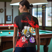 Load image into Gallery viewer, Custom Red Funny 8 Ball Pool Billiard Team Shirts for Women Billiard League Jersey Polo &amp;1/4 Zip BHT2