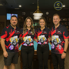 Load image into Gallery viewer, Custom Red Funny 8 Ball Pool Billiard Team Shirts for Women Billiard League Jersey Polo &amp;1/4 Zip BHT2