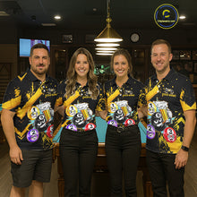 Load image into Gallery viewer, Custom Yellow Funny 8 Ball Pool Billiard Team Shirts for Men Billiard League Jersey Polo &amp;1/4 Zip BHT2