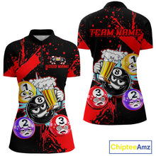 Load image into Gallery viewer, Custom Red Funny 8 Ball Pool Billiard Team Shirts for Women Billiard League Jersey Polo &amp;1/4 Zip BHT2