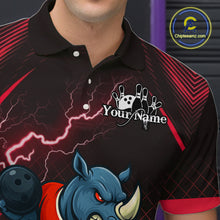 Load image into Gallery viewer, Custom Funny Red Rhino Bowling Team Shirt for Men Bowling Jersey Polo, Quarter-Zip Outfit QZT805