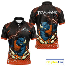 Load image into Gallery viewer, Custom Funny Orange Rhino Bowling Team Shirt for Men Bowling Jersey Polo, Quarter-Zip Outfit QZT805