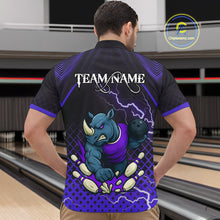 Load image into Gallery viewer, Custom Funny Purple Rhino Bowling Team Shirt for Men Bowling Jersey Polo, Quarter-Zip Outfit QZT805