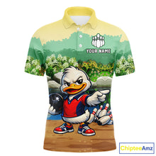 Load image into Gallery viewer, Custom Funny Duck Bowling Shirt Polo &amp; Quarter-Zip Bowling Team Jersey for Men QZT859