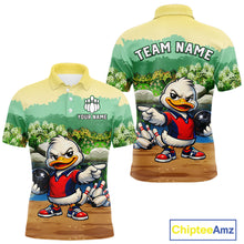 Load image into Gallery viewer, Custom Funny Duck Bowling Shirt Polo &amp; Quarter-Zip Bowling Team Jersey for Men QZT859