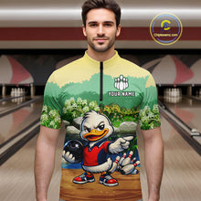 Load image into Gallery viewer, Custom Funny Duck Bowling Shirt Polo &amp; Quarter-Zip Bowling Team Jersey for Men QZT859