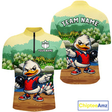 Load image into Gallery viewer, Custom Funny Duck Bowling Shirt Polo &amp; Quarter-Zip Bowling Team Jersey for Men QZT859