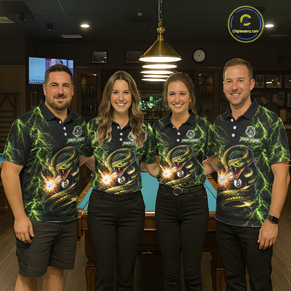 Custom Green Cobra Snake Billiard Jersey for Women 8 Ball Billiard Shirt for Team Polo & 1/4 Zip BHT8
