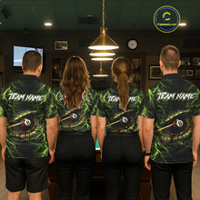 Load image into Gallery viewer, Custom Green Cobra Snake Billiard Jersey for Women 8 Ball Billiard Shirt for Team Polo &amp; 1/4 Zip BHT8