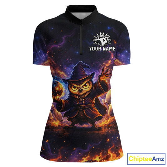 Custom Witch Owl Bowling Team Shirt Funny Bowling League Jersey Outfit for Women QZT864