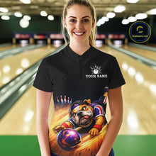 Load image into Gallery viewer, Funny Bulldog Bowling Shirt for Team Custom Polo &amp; 1/4 Zip Bowling Jersey for Women QZT913