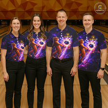 Load image into Gallery viewer, Galaxy Funny Cat Bowling Shirt for Women Custom Bowling League Jersey Polo &amp; Quarter-Zip Bowler Gift QZT918