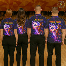 Load image into Gallery viewer, Galaxy Funny Cat Bowling Shirt for Women Custom Bowling League Jersey Polo &amp; Quarter-Zip Bowler Gift QZT918