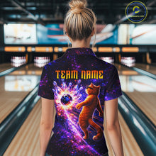 Load image into Gallery viewer, Galaxy Funny Cat Bowling Shirt for Women Custom Bowling League Jersey Polo &amp; Quarter-Zip Bowler Gift QZT918