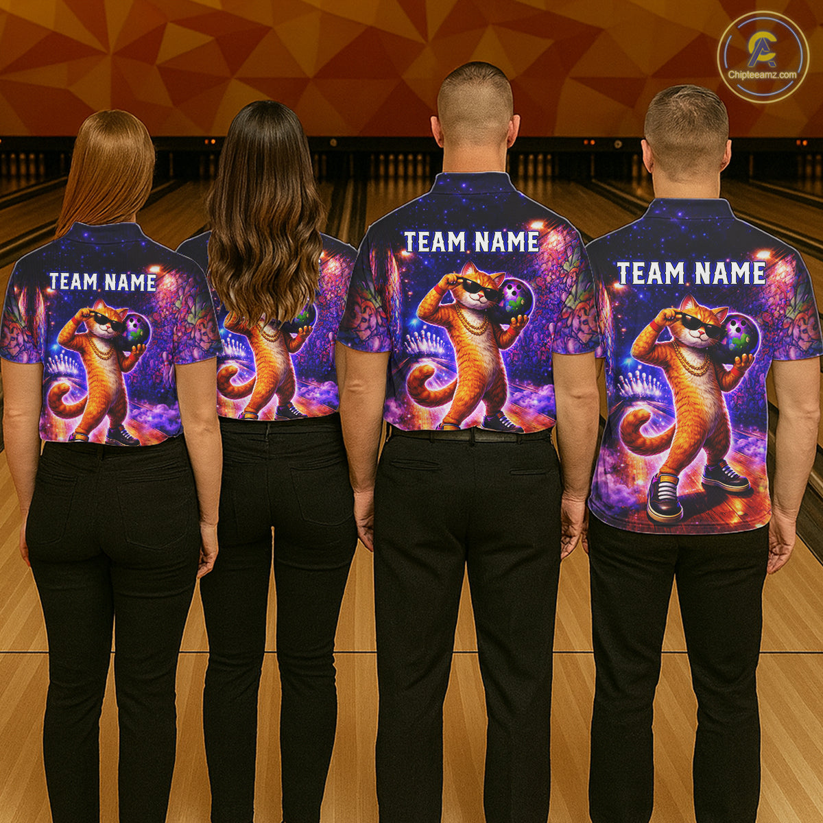 Custom Graffiti Funny Cat Bowling Shirt for Men Bowling League Jersey Polo & Quarter-Zip Bowling Outfit QZT919