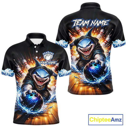 Personalized Funny Shark Bowling Team Shirt Bowling Jersey for Men Polo & Quarter-Zip QZT948