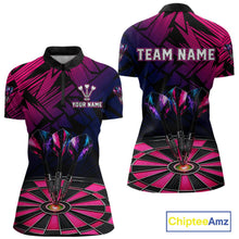 Load image into Gallery viewer, Personalized Pink Dart Shirt for Women Team Dart Jersey Dartboard Shirt Polo &amp; Quarter-Zip DHT12