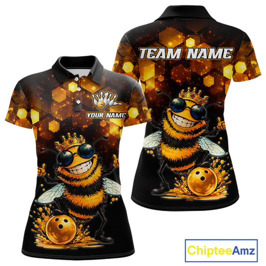 Funny Bee Bowling Shirt for Women Custom Bowling Team Jersey Bowling Outfit Gift for Bowlers QZT952