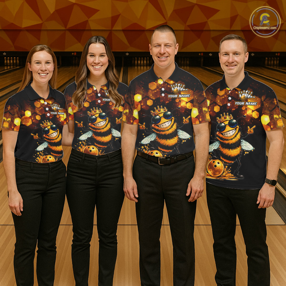 Funny Bee Bowling Shirt for Women Custom Bowling Team Jersey Bowling Outfit Gift for Bowlers QZT952