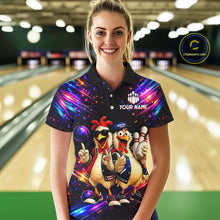 Load image into Gallery viewer, Custom Neon Funny Chicken Bowling Team Jersey for Women Bowling Buddy Shirt Bowling Tournament Polo &amp; Quarter-Zip QZT956