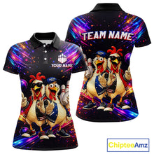 Load image into Gallery viewer, Custom Neon Funny Chicken Bowling Team Jersey for Women Bowling Buddy Shirt Bowling Tournament Polo &amp; Quarter-Zip QZT956