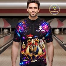 Load image into Gallery viewer, Custom Neon Funny Chicken Bowling Team Jersey for Men Bowling Shirt Bowling Tournament Polo &amp; 1/4-Zip QZT956