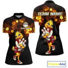 Load image into Gallery viewer, Custom Black &amp; Gold Funny Duck Bowling Shirt for Women Bowling Jersey League for Couples QZT873