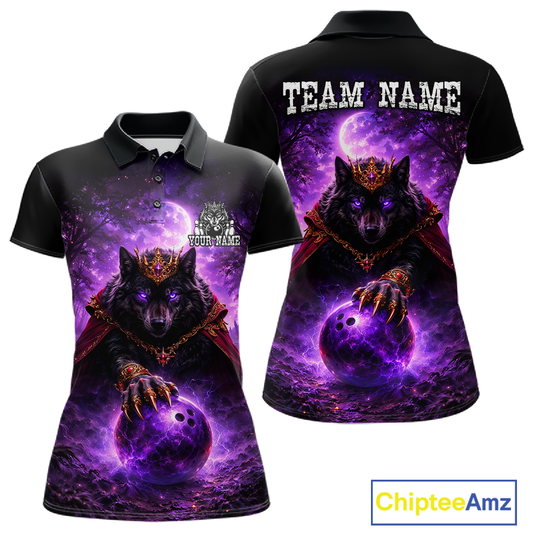 Personalized Night Realm King Wolf Bowling Shirt Crown Bowling Jersey for Women QZT961