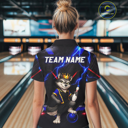 Custom Funny King Wolf Bowling Shirt for Women Crown Bowling Jersey Thunder Bowling Shirt Polo & Quarter-Zip QZT962