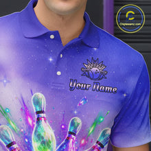 Load image into Gallery viewer, Custom Aurora Bowling Team Shirt Neon Glow Bowling Jersey Cosmic Galaxy Bowling Uniform for Men QZT966
