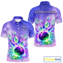 Load image into Gallery viewer, Custom Aurora Bowling Team Shirt Neon Glow Bowling Jersey Cosmic Galaxy Bowling Uniform for Men QZT966