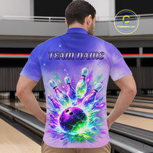 Load image into Gallery viewer, Custom Aurora Bowling Team Shirt Neon Glow Bowling Jersey Cosmic Galaxy Bowling Uniform for Men QZT966